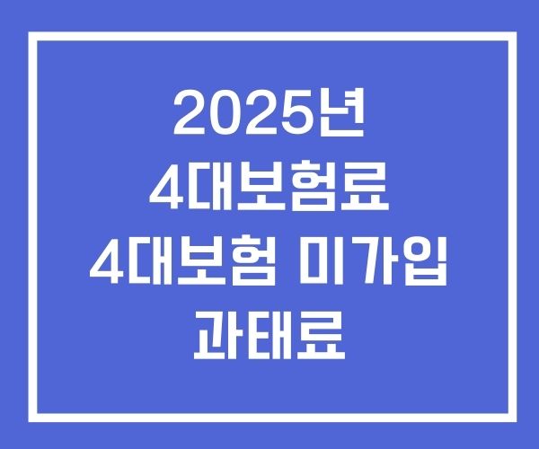 2025년 4대보험료 4대보험 미가입 과태료