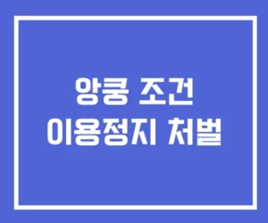 앙쿵 조건 이용정지 처벌 받을까? 앙쿵 조건 이용정지 처벌 받을까?