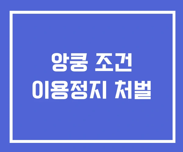 앙쿵 조건 이용정지 처벌 받을까?