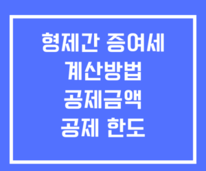 형제간 증여세 계산 공제금액 공제 한도 형제간 증여세 계산 공제금액 공제 한도