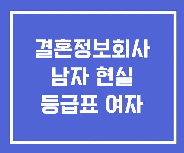 결혼정보회사 남자 현실 등급표 여자 결혼정보회사 남자 현실 등급표 여자
