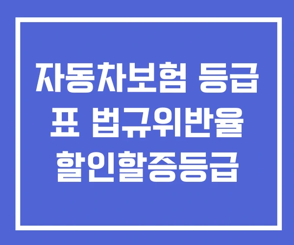 자동차보험 등급 표 법규위반율 할인할증등급 자동차보험 등급 표 법규위반율 할인할증등급