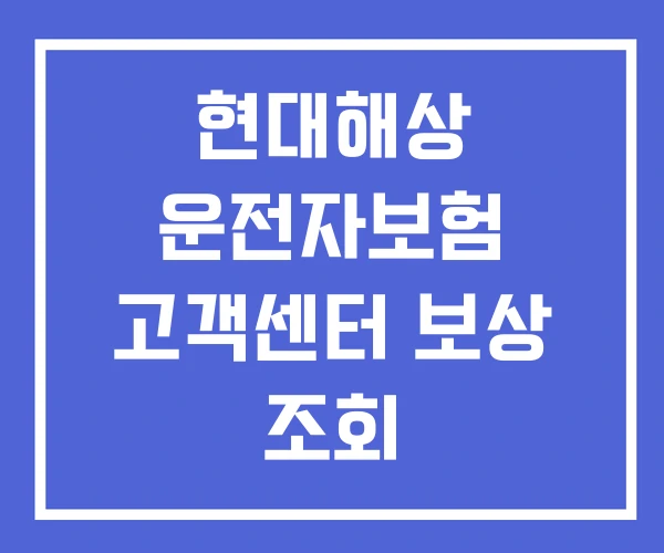 현대해상 운전자보험 고객센터 보상 조회 현대해상 운전자보험 고객센터 보상 조회