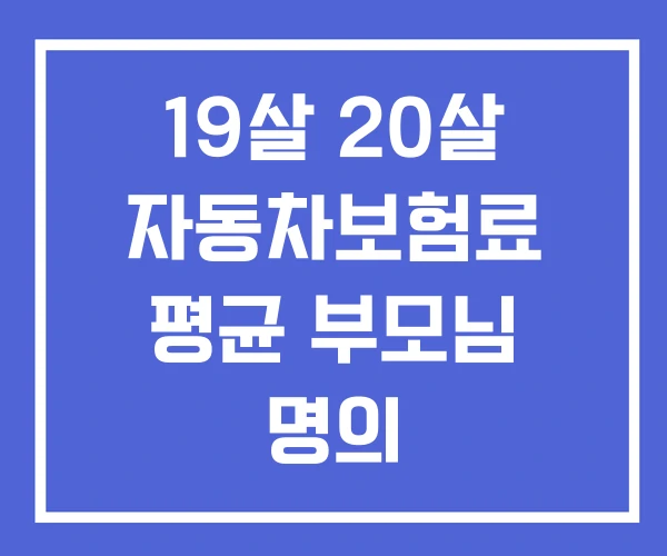 19살 20살 자동차보험료 평균 부모님 명의