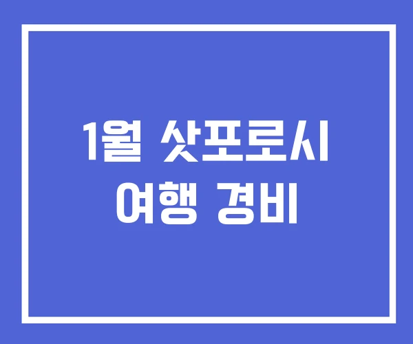 1월 삿포로시 여행 경비