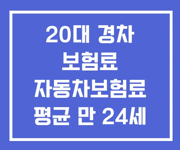 20대 경차 보험료 자동차보험료 평균 만 24세 자동차