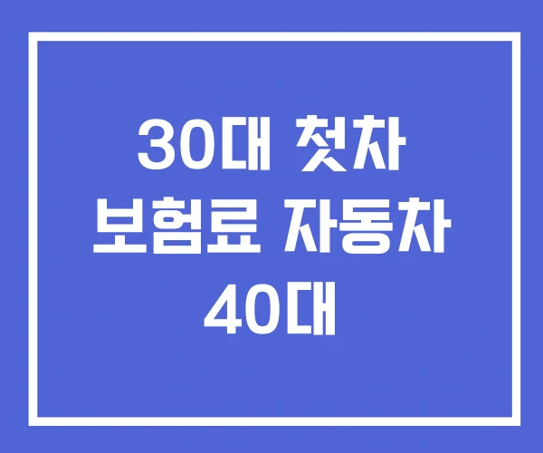 30대 첫차 보험료 자동차 40대