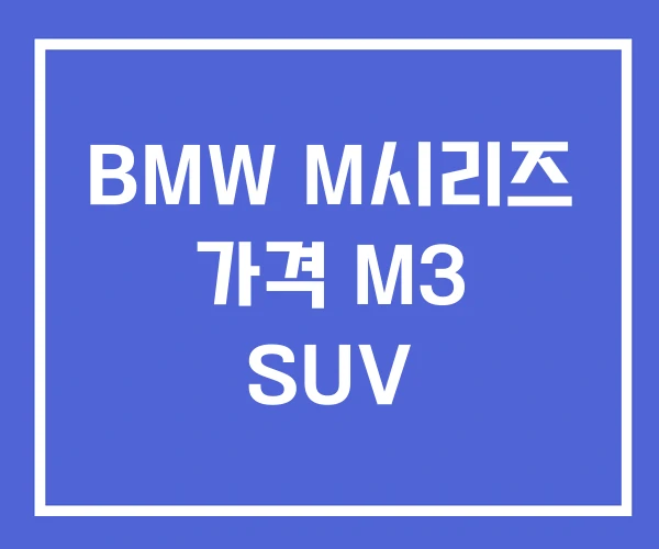BMW M시리즈 가격 M3 SUV