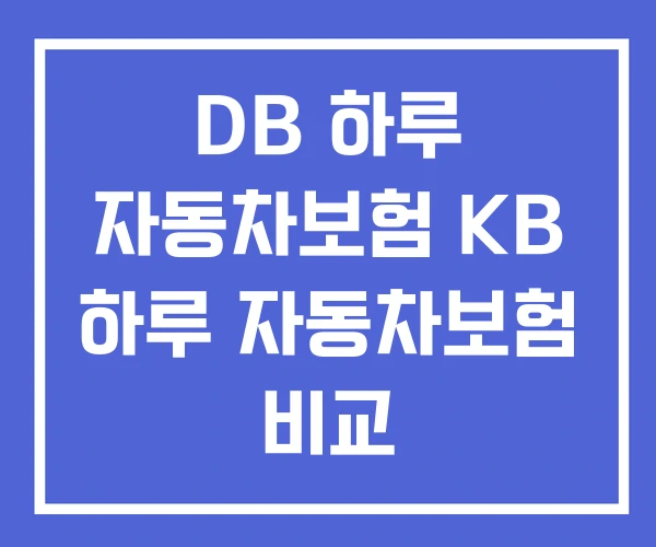DB 하루 자동차보험 KB 하루 자동차보험 비교