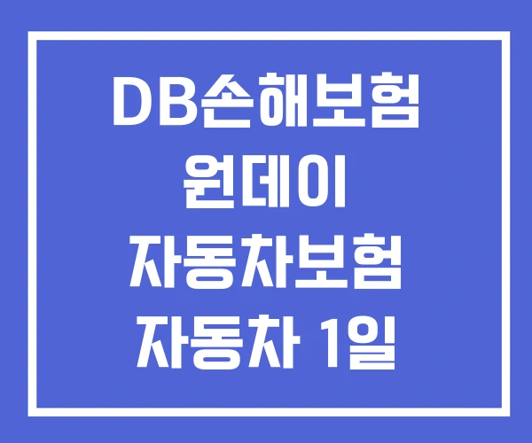 DB손해보험 원데이 자동차보험 자동차 1일 보험 가격