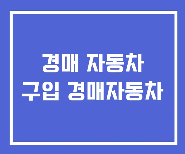 경매 자동차 구입 경매자동차