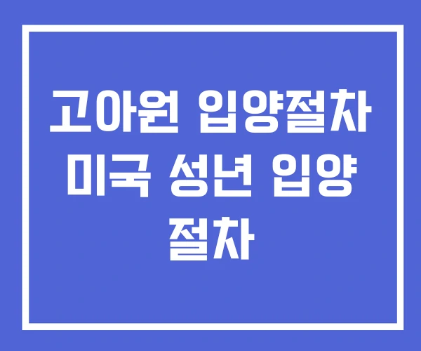 고아원 입양절차 미국 성년 입양 절차