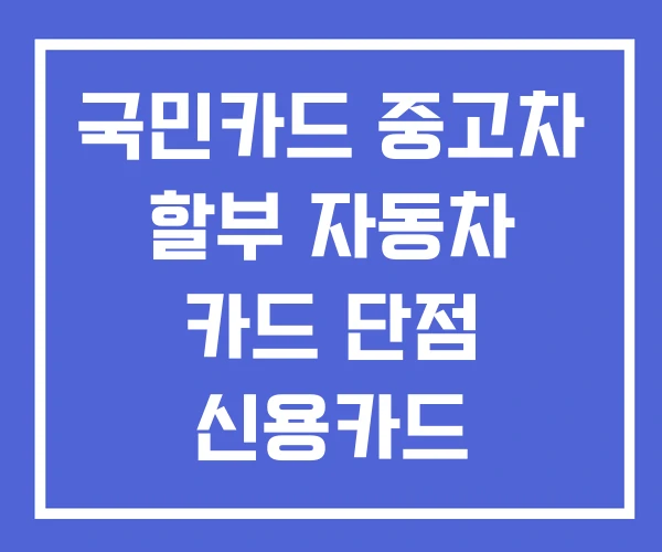국민카드 중고차 할부 자동차 카드 단점 신용카드
