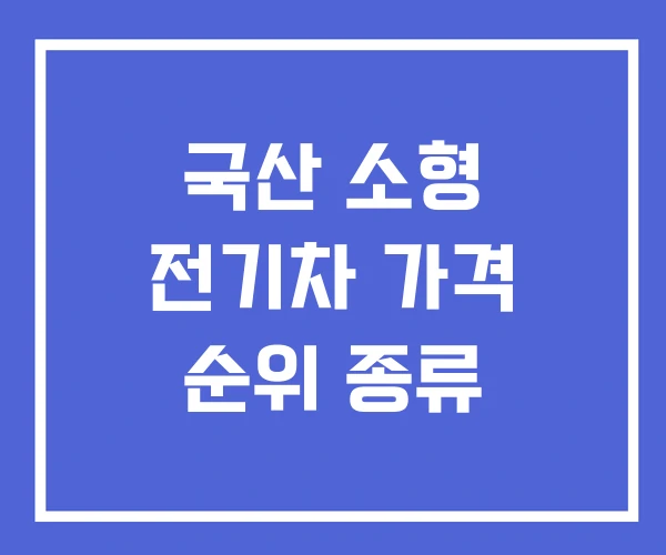 국산 소형 전기차 가격 순위 종류