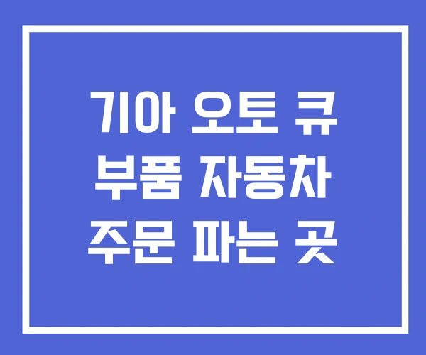 기아 오토 큐 부품 자동차 주문 파는 곳