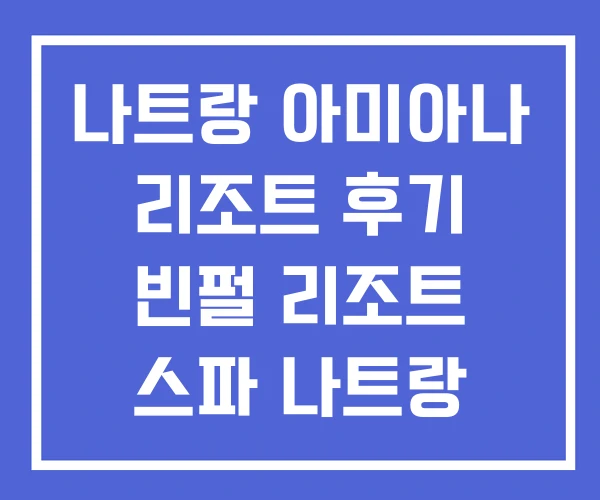 나트랑 아미아나 리조트 후기 빈펄 리조트 스파 나트랑 베이