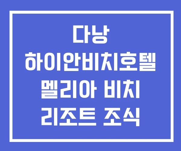 다낭 하이안비치호텔 멜리아 비치 리조트 조식 다낭 하이안비치호텔 멜리아 비치 리조트 조식