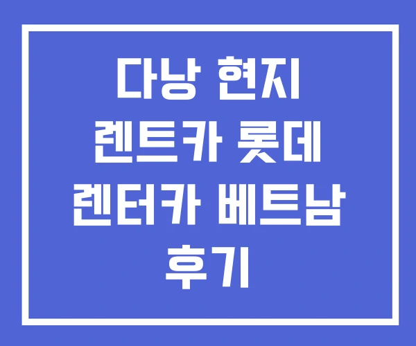다낭 현지 렌트카 롯데 렌터카 베트남 후기