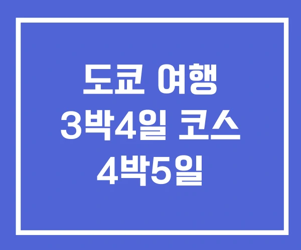 도쿄 여행 3박4일 코스 4박5일