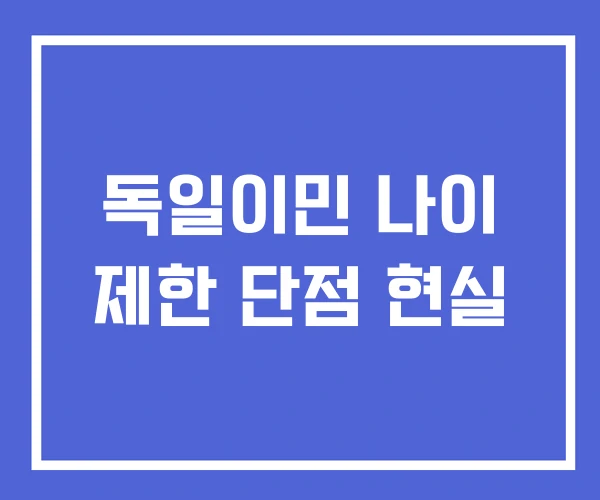 독일이민 나이 제한 단점 현실