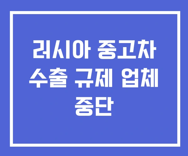러시아 중고차 수출 규제 업체 중단