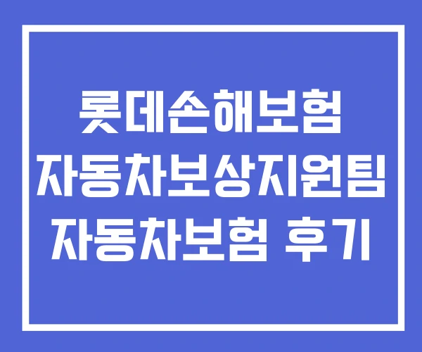 롯데손해보험 자동차보상지원팀 자동차보험 후기 롯데손해보험 자동차보상지원팀 자동차보험 후기