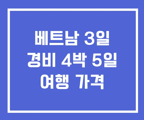베트남 3일 경비 4박 5일 여행 가격