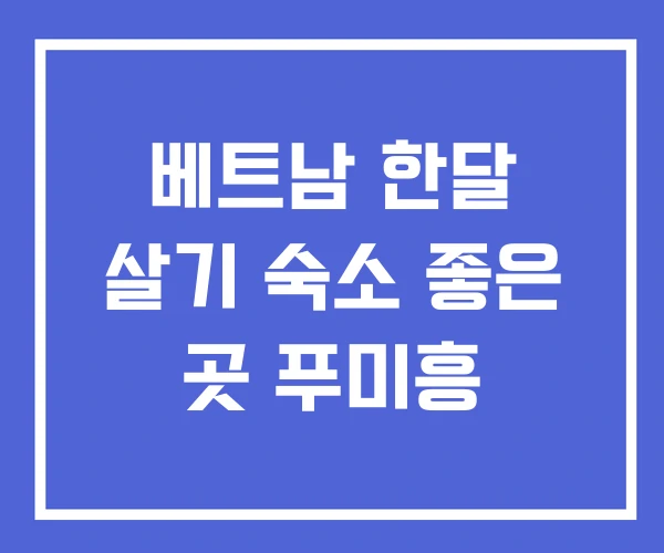 베트남 한달 살기 숙소 좋은 곳 푸미흥