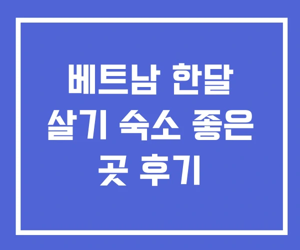 베트남 한달 살기 숙소 좋은 곳 후기