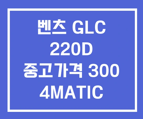 벤츠 GLC 220D 중고가격 300 4MATIC 가격