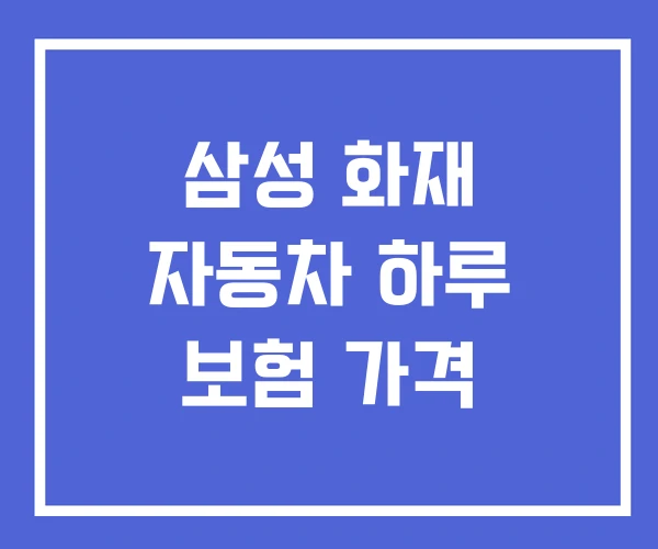 삼성 화재 자동차 하루 보험 가격