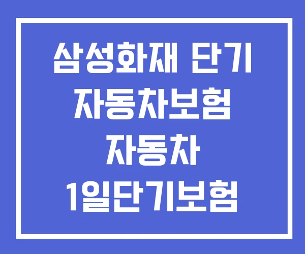 삼성화재 단기 자동차보험 자동차 1일단기보험 보험