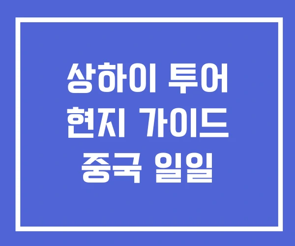 상하이 투어 현지 가이드 중국 일일