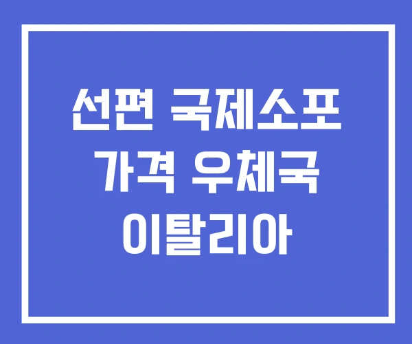 선편 국제소포 가격 우체국 이탈리아