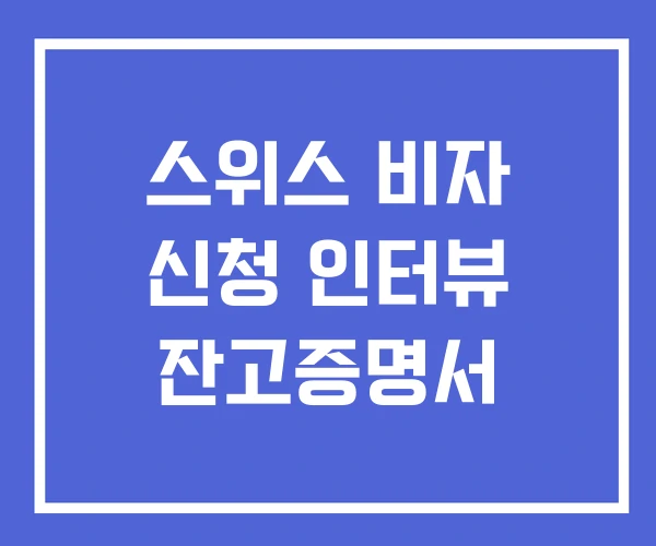 스위스 비자 신청 인터뷰 잔고증명서