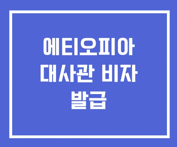 에티오피아 대사관 비자 발급