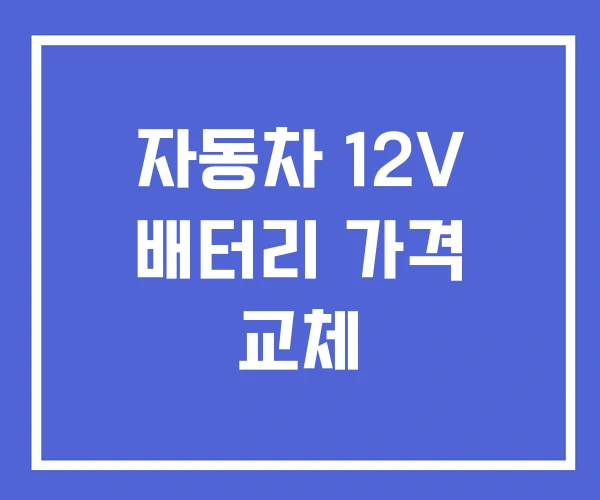 자동차 12V 배터리 가격 교체 자동차 12V 배터리 가격 교체