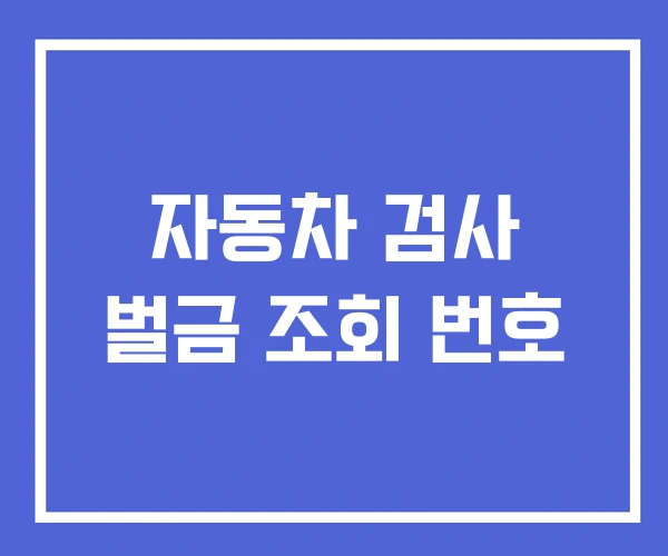 자동차 검사 벌금 조회 번호