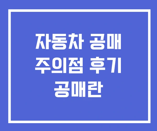 자동차 공매 주의점 후기 공매란