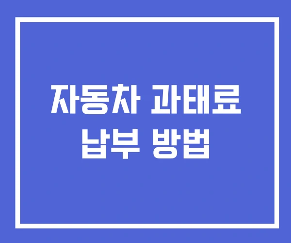 자동차 과태료 납부 방법
