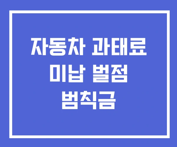 자동차 과태료 미납 벌점 범칙금