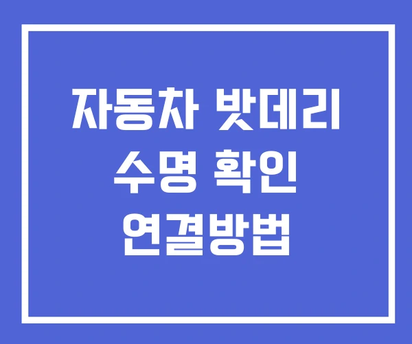 자동차 밧데리 수명 확인 연결방법