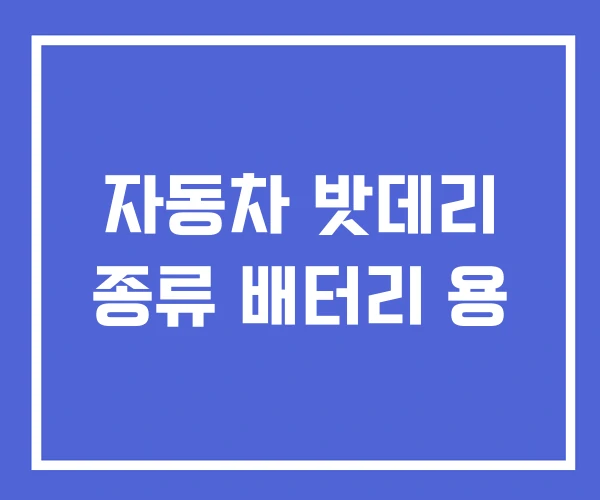 자동차 밧데리 종류 배터리 용