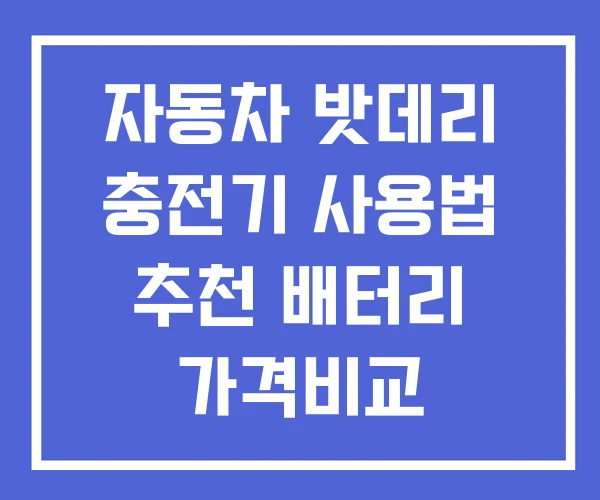 자동차 밧데리 충전기 사용법 추천 배터리 가격비교
