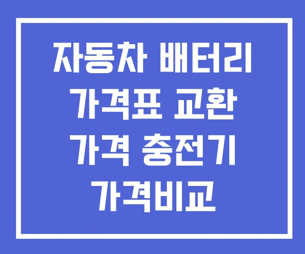 자동차 배터리 가격표 교환 가격 충전기 가격비교