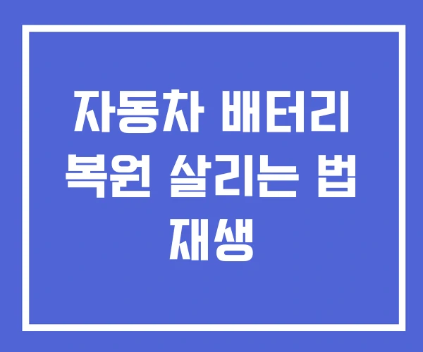 자동차 배터리 복원 살리는 법 재생
