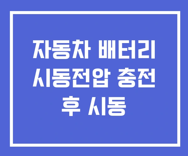 자동차 배터리 시동전압 충전 후 시동 자동차 배터리 시동전압 충전 후 시동