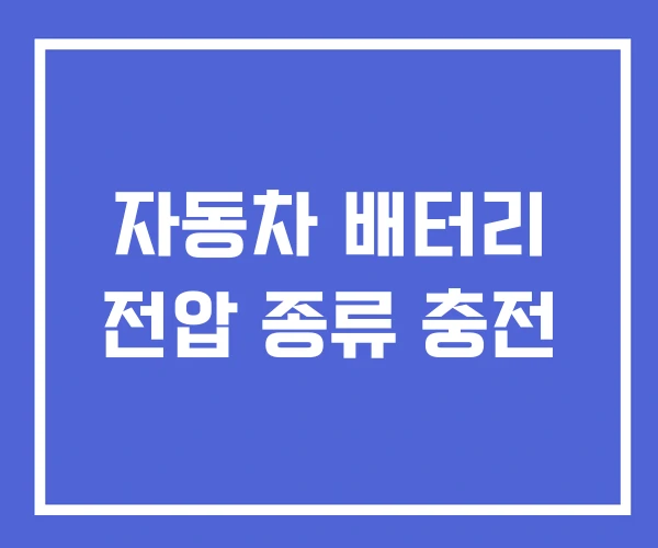 자동차 배터리 전압 종류 충전