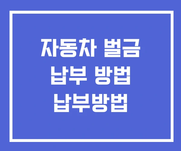 자동차 벌금 납부 방법 납부방법