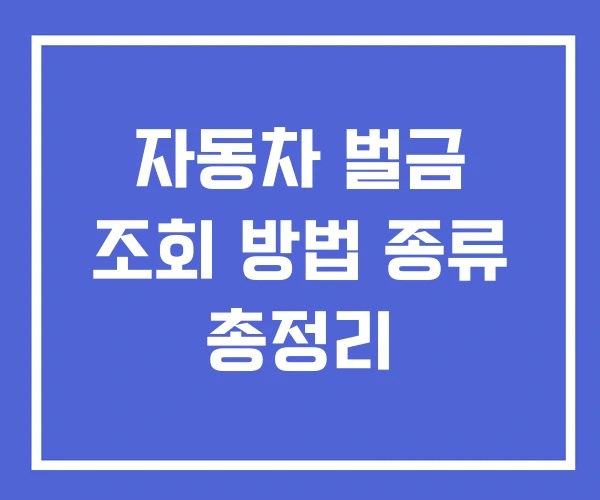 자동차 벌금 조회 방법 종류 총정리